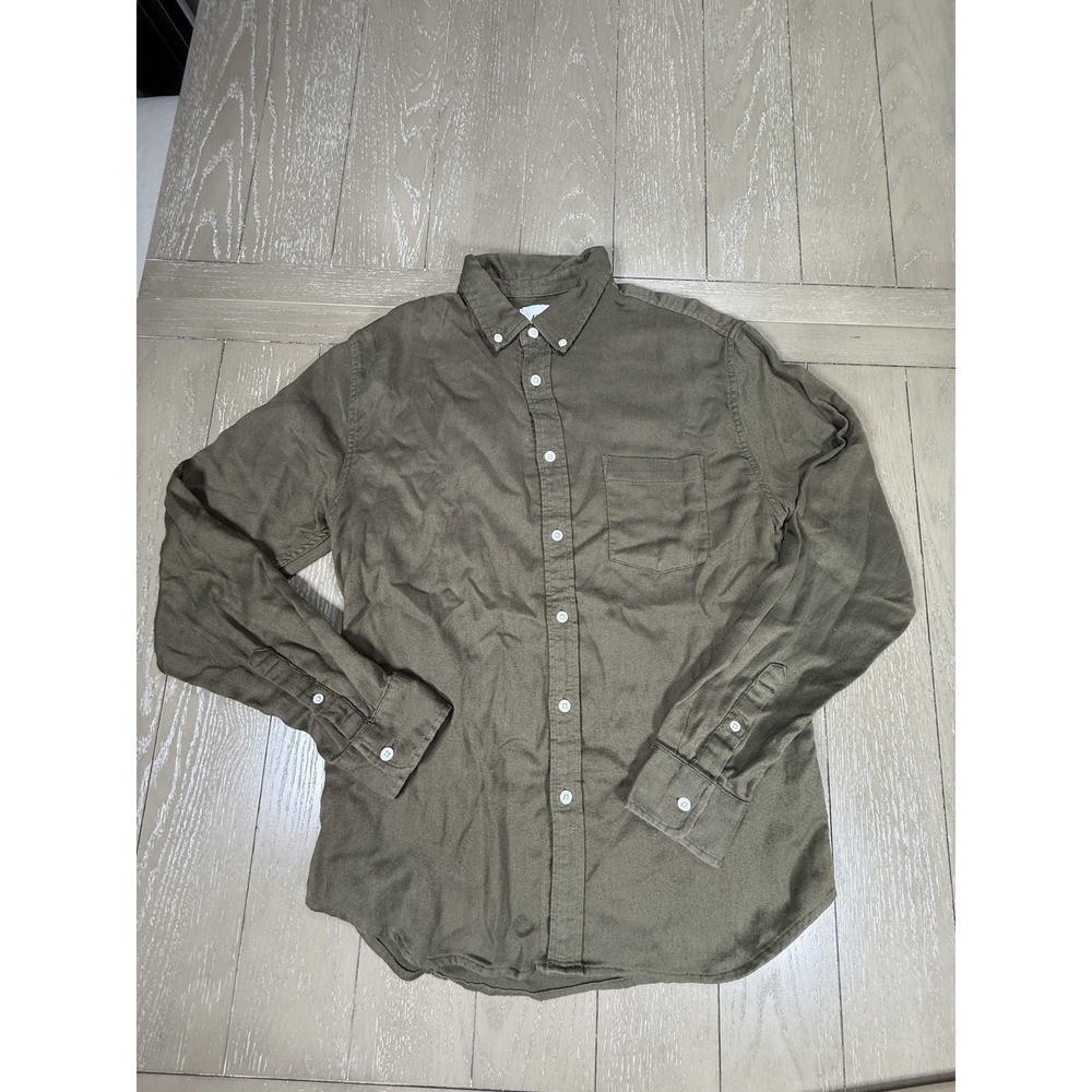 Corridor Button Down Long Sleeve Shirt Mens Small Green Brushed Cotton Huckberry